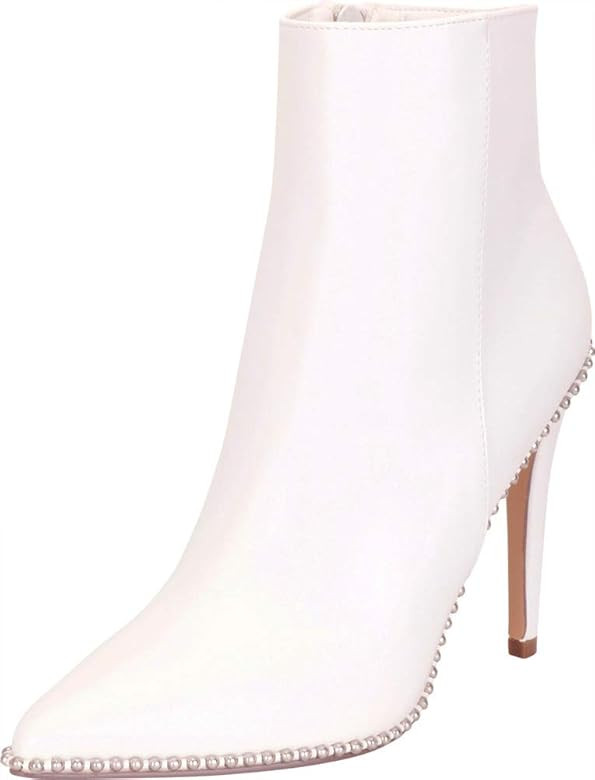 Women's Pointed Toe Studded High Heel Ankle Bootie | Amazon (US)