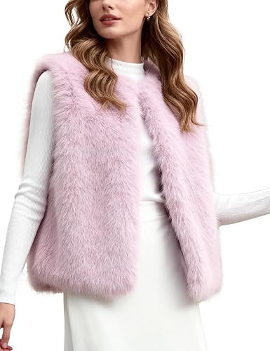 Women's Faux Fur Vest Sleeveless Fuzzy Jacket Fluffy Faux Fur Vest for Women Warm Winter Furry Ve... | Amazon (US)