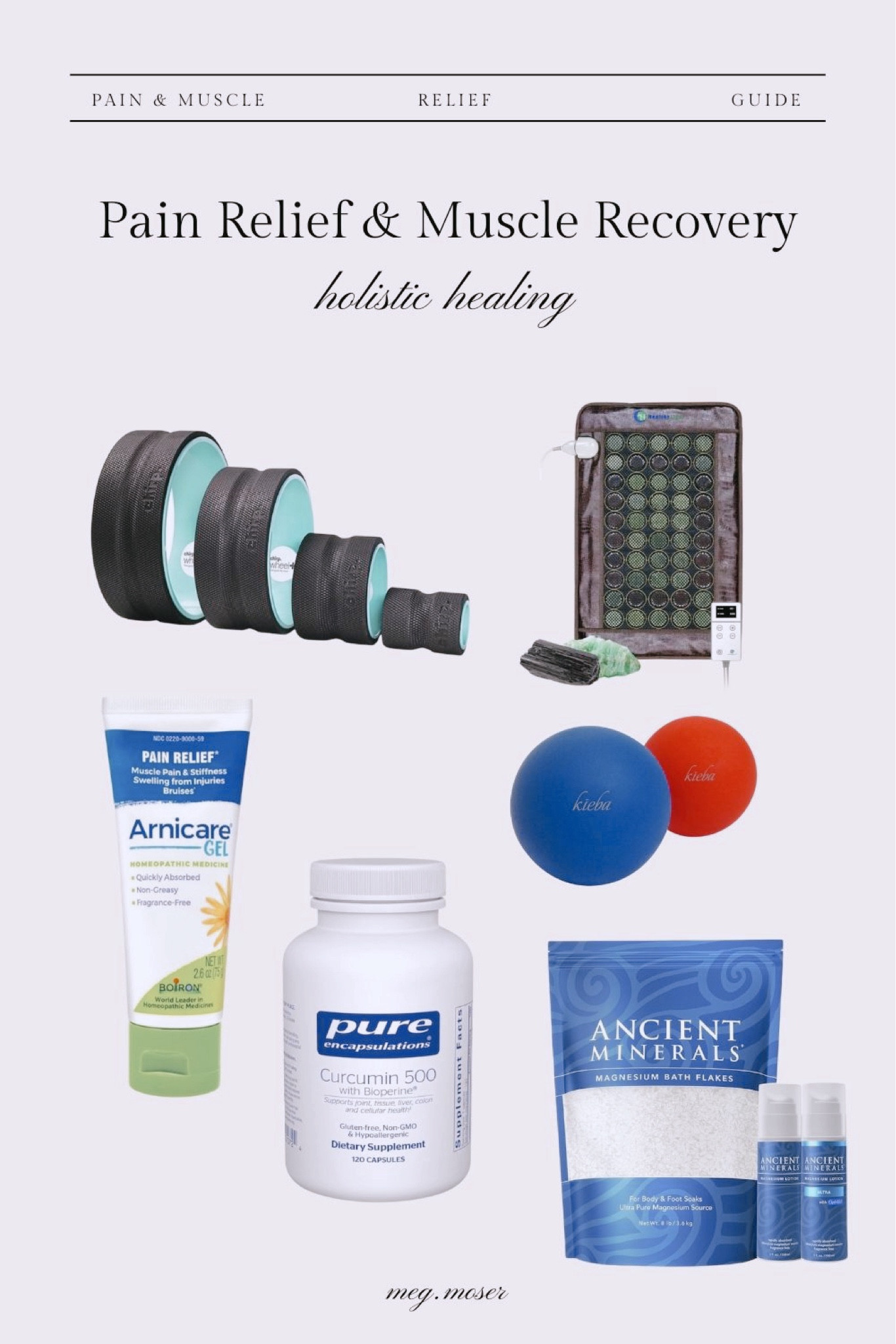 Soothe aches and speed up muscle recovery with these holistic pain relief essentials! From magnesium lotion and arnica gel to an infrared heating pad and turmeric supplements, these products are perfect for supporting natural healing and easing discomfort. Don’t forget a foam roller or massage ball for targeted muscle relief! Shop my favorite pain relief and recovery products! 

#musclerecovery #holistichealing #painrelief #naturalpainrelief

#LTKFitness #LTKActive