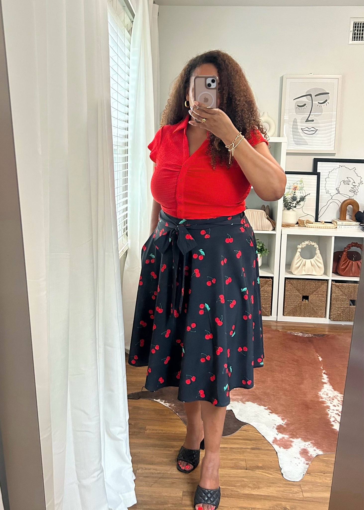 Adorable cherry 🍒 skirt outfit. Top large skirt xl. Skirt has pockets too 😮.

#LTKMidsize #LTKOver40 #LTKootd