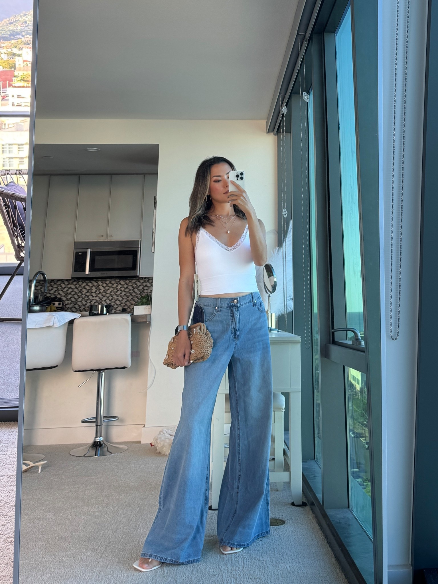  Cute summer look under $100 including the necklace bag and shoes - wearing size 0 in the denim and XXS in the top

#LTKFindsUnder50 #LTKSummerEdit #LTKSeasonal