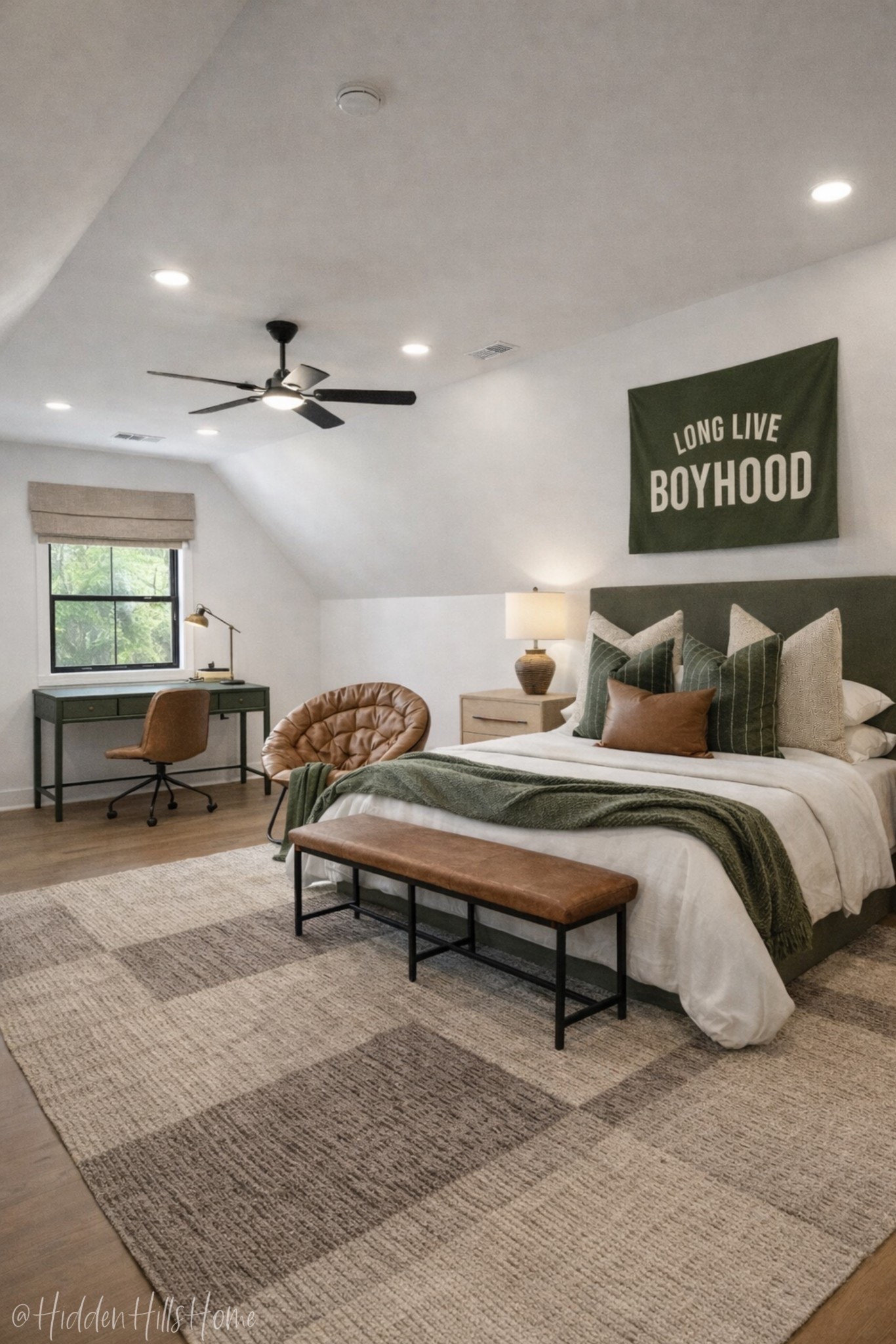 Boys room decor, boys bedroom mood board, home decor ideas, teen boys room design, masculine bedroom, nightstands, bedroom rug #boysroom