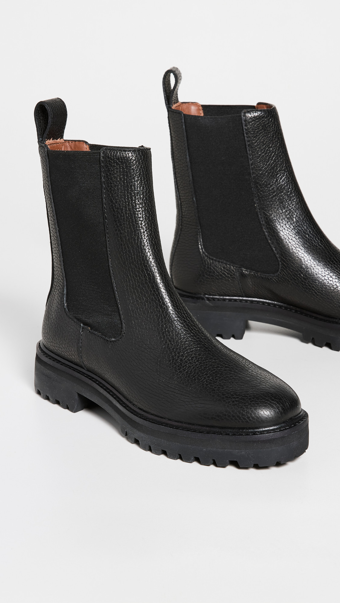 Reformation Katerina Lug Sole Chelsea Boots Black Tumbled 9.5 | Shopbop
