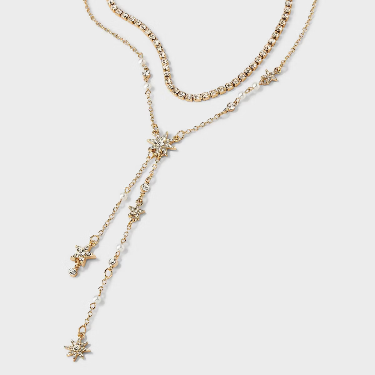 Layered Starry Night Y-Necklace - A New Day™ Gold/Clear | Target