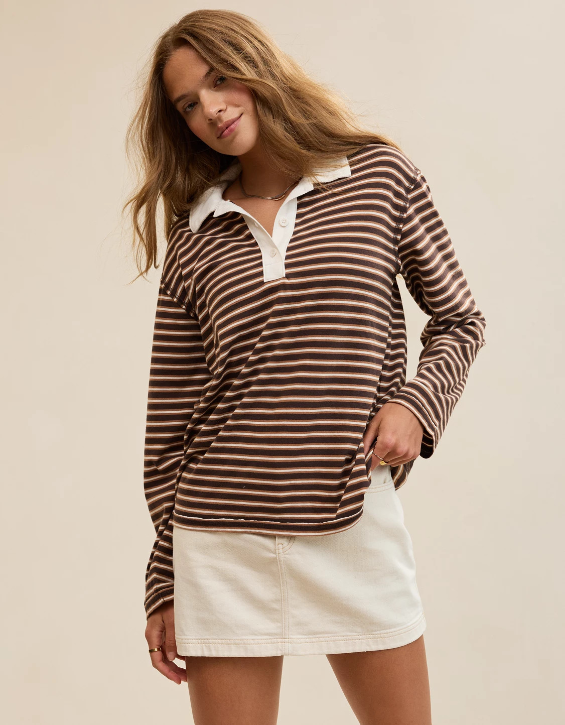 Aerie Cozy Polo Boyfriend T-Shirt | Aerie