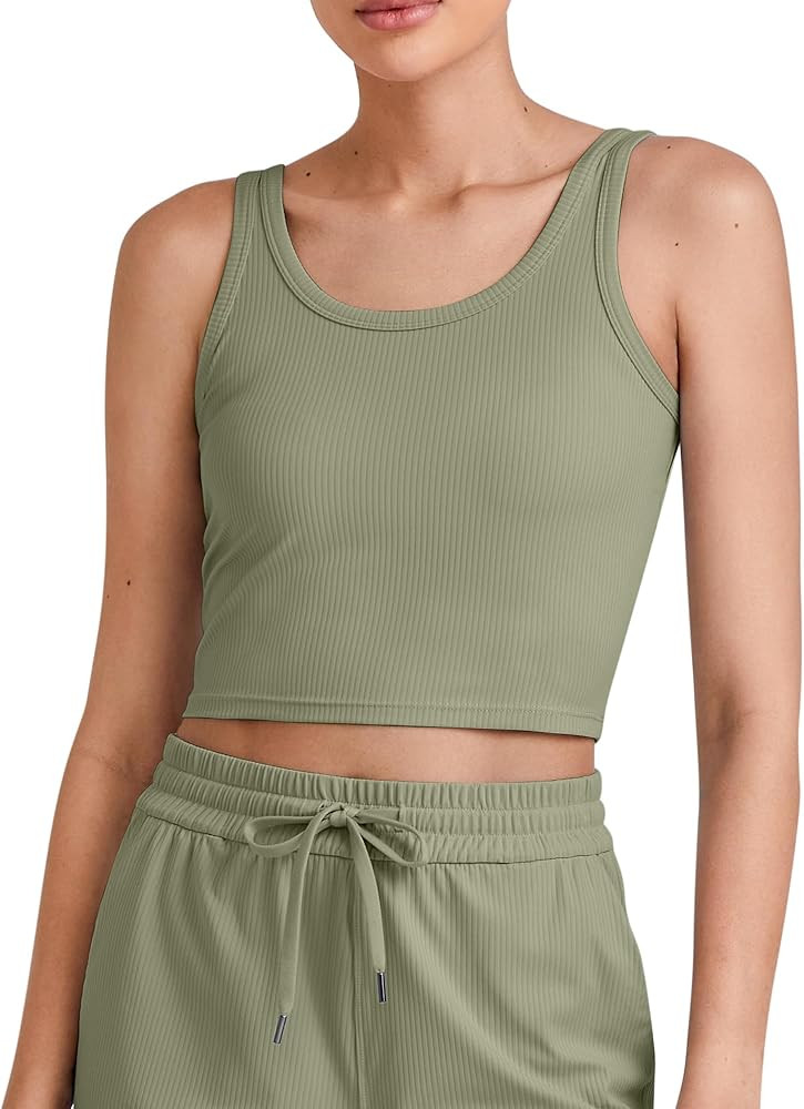 G4Free Workout Tank Tops for Women Slim Fitted U Neck Ribbed Athletic Gym Yoga Cropped Tanks Summ... | Amazon (US)