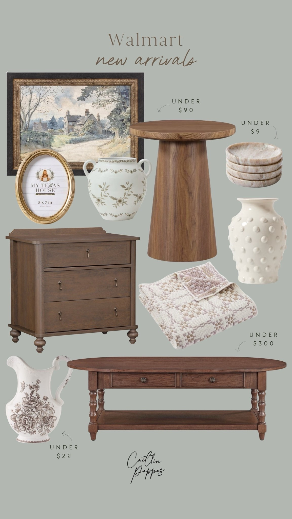 New arrivals from Walmart 🤎 I love this wood pedestal table, and this wood nightstand! Both are such pretty furniture pieces. Plus I love these decor finds and wall art. So affordable and so pretty for a cozy home!

#LTKHome