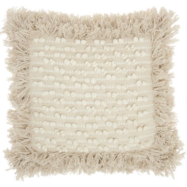 Mina Victory Life Styles Loop Stripe Center Natural Throw Pillow - Off-White 18"X18" | Target