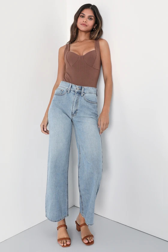 Trending Mood Light Wash High-Rise Wide-Leg Jeans | Lulus (US)