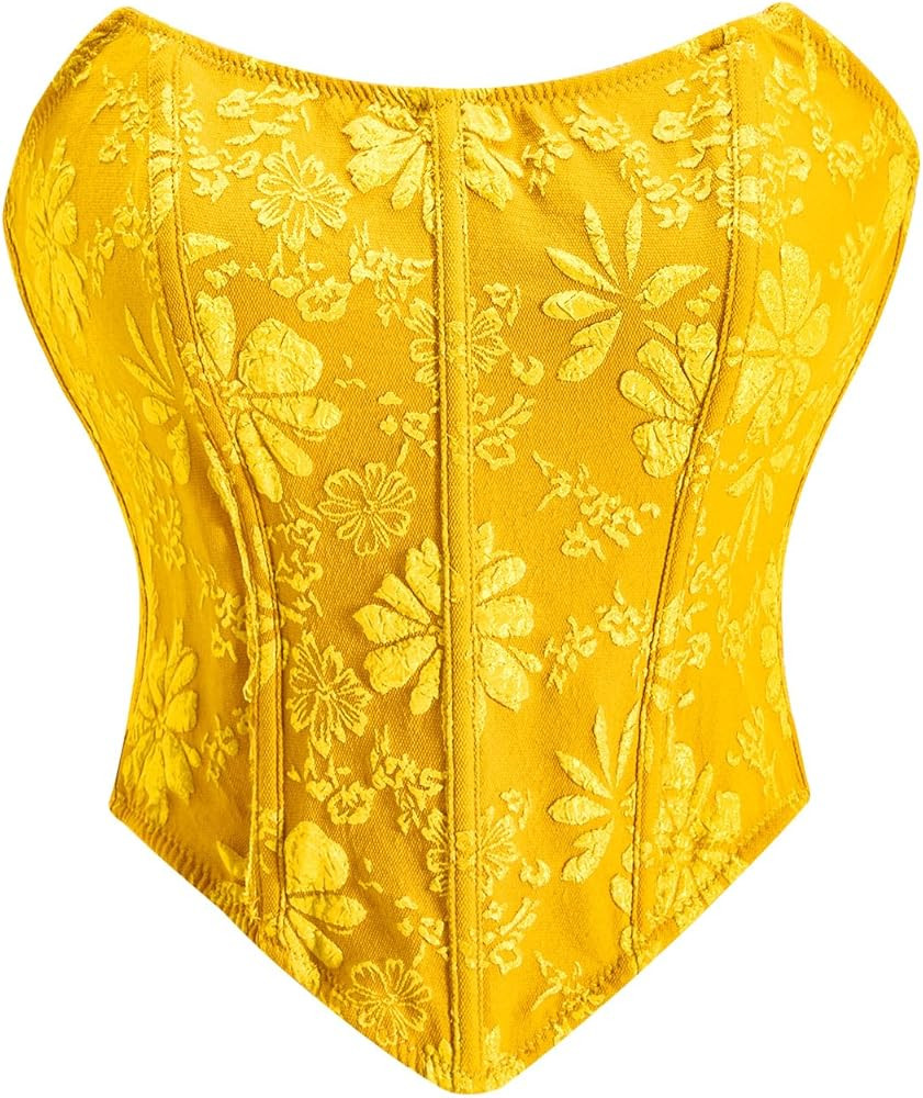 Women's Backless Lace Up Corset Top Y2k Strapless Boned Party Club Tube Tops | Amazon (US)