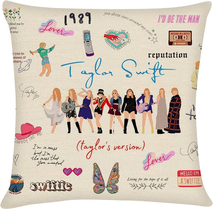 Swifties Merch Pillow Covers Home Decor, 18x18 Throw Pillow Covers Singer Fan Music Lover Song Al... | Amazon (US)