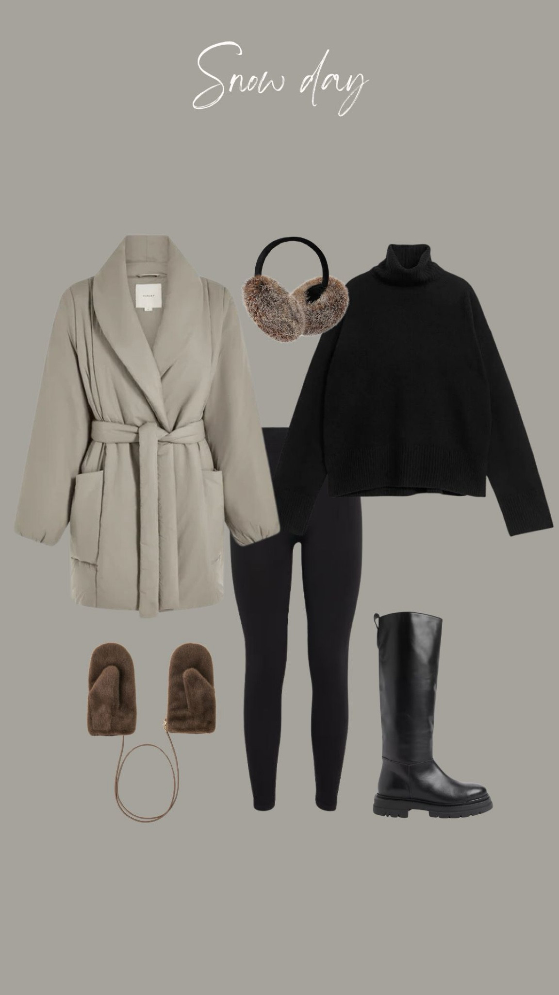 Snow day outfit inspiration 


Après ski, black leggings, winter city break outfit, knee high boots earmuffs, mittens, faux fur, ski trip, ski outfit 

#LTKstyletip #LTKuk #LTKeurope