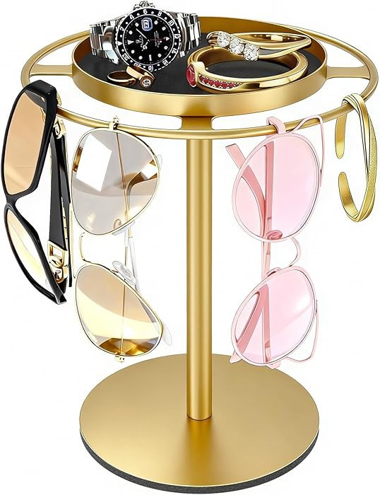 Metal Sunglasses Organizer, Glasses Holder Stand with Storgae Tray, Eyeglasses Holder with Anti-S... | Amazon (US)