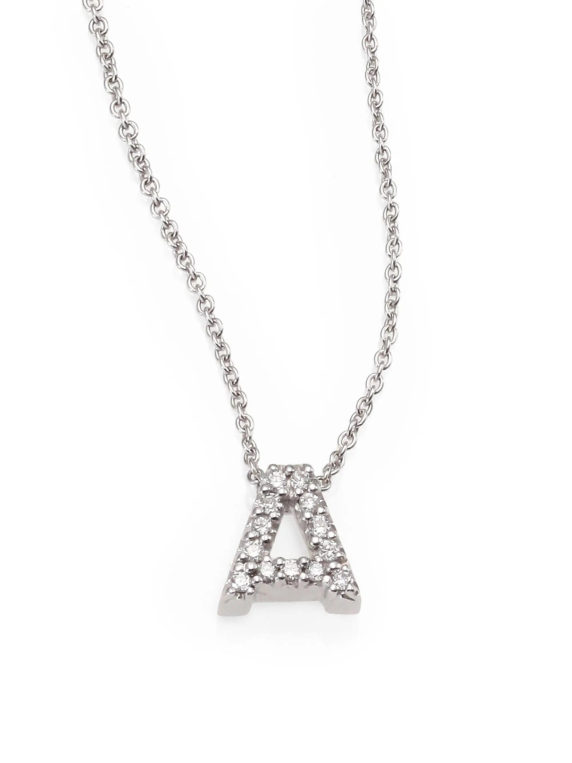 Tiny Treasures 0.08 TCW Diamond & 18K White Gold Initial Necklace | Saks Fifth Avenue