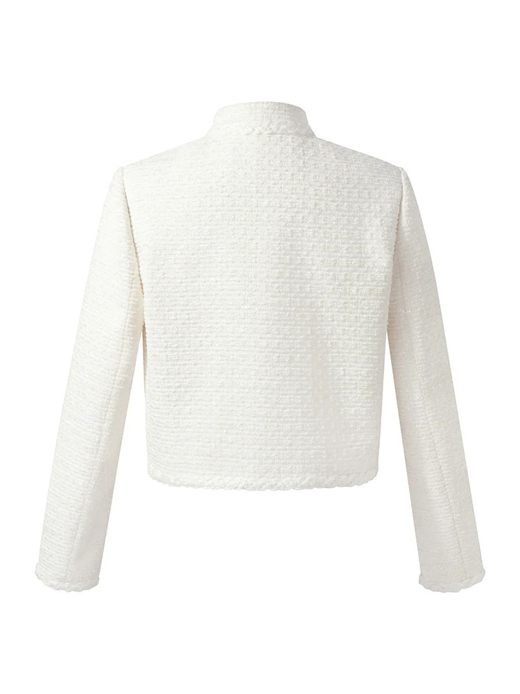 Tweed Stand Collar Women Jacket | GOELIA