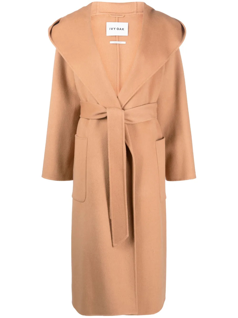 IVY OAK V-neck Belted Wool Coat - Farfetch | Farfetch Global