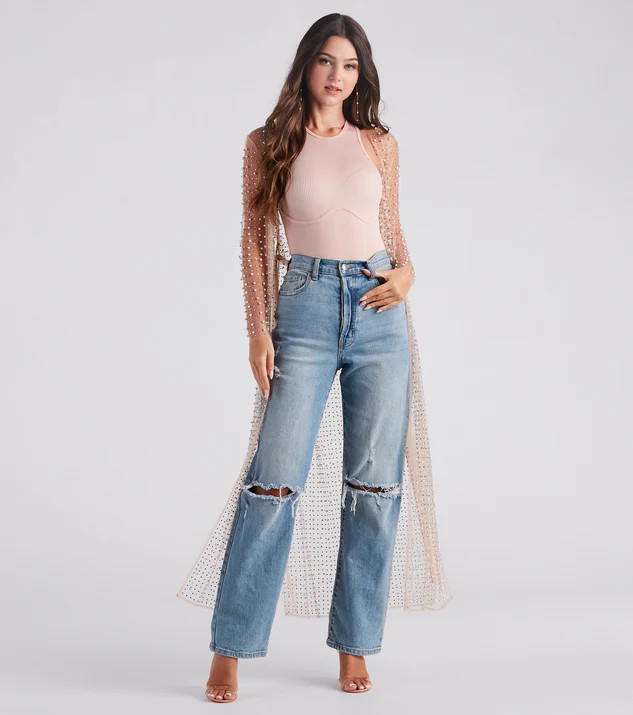 Effortlessly Glam Pearl And Rhinestone Duster | Windsor Stores