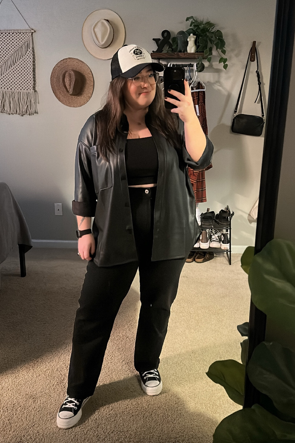 Abercrombie date night outfit 🖤
Jeans - 32 short
Faux leather shirt - large
Tank - large
Converse - 6.5 

#LTKfindsunder100 #LTKmidsize #LTKsalealert