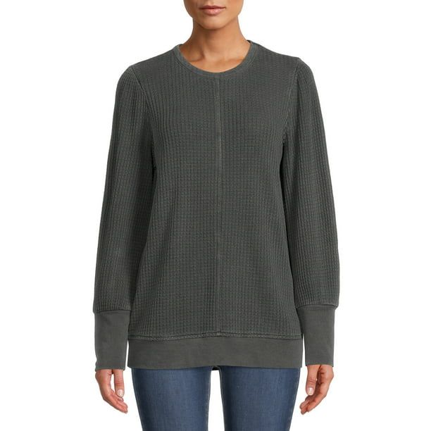 Time and Tru Women's Waffle Pullover Top - Walmart.com | Walmart (US)