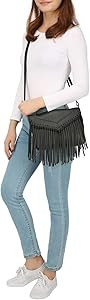 HDE Women's PU Leather Hobo Fringe Crossbody Tassel Purse Vintage Small Handbag | Amazon (US)