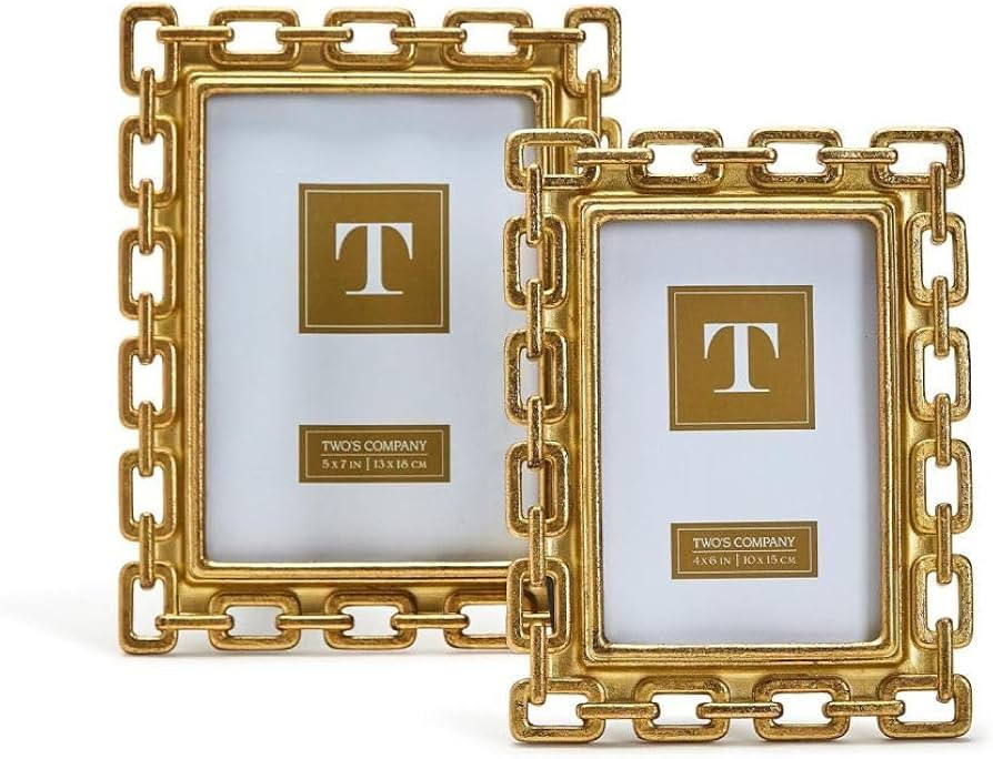 Two's Company Gold Chain Set of 2 Photo Frame Includes 2 Sizes | Amazon (US)
