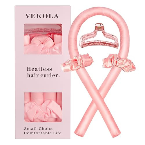 Vekola Heatless Hair Curler for Long Hair,Soft and Comfortable Sleep Hair Curler No Heat (Flamingo Pink) | Amazon (CA)