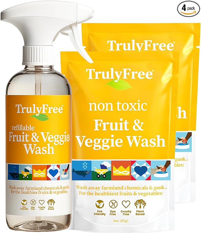 Truly Free Fruit and Vegetable Wash - Veggie Wash Removes 99% of Dirt & Wax | Plant-Based Produce... | Amazon (US)