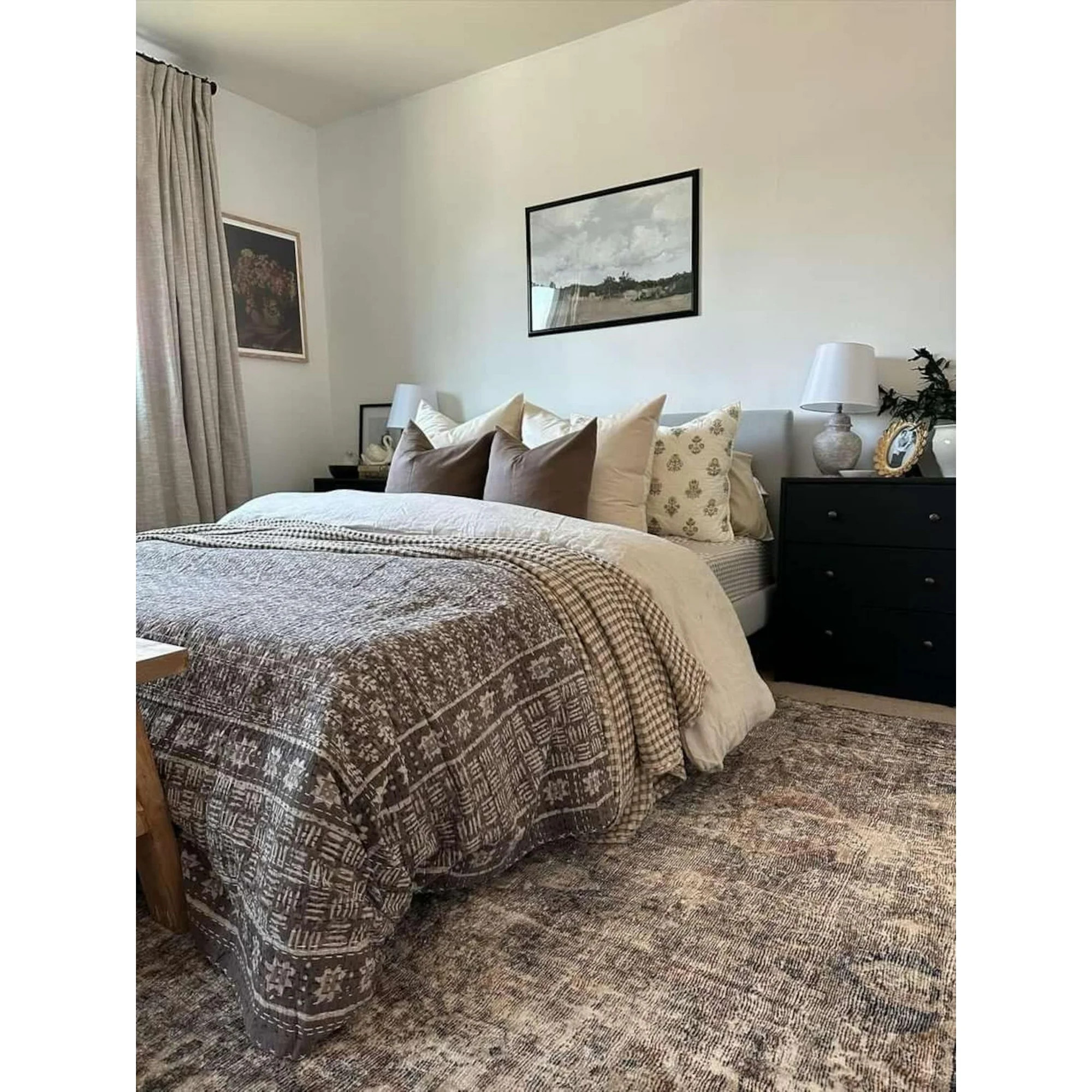 A & E Textiles Hand Stitched Elisa Kantha Quilt – 100% Cotton, Earthen Tones, Handblock Print, ... | Walmart (US)