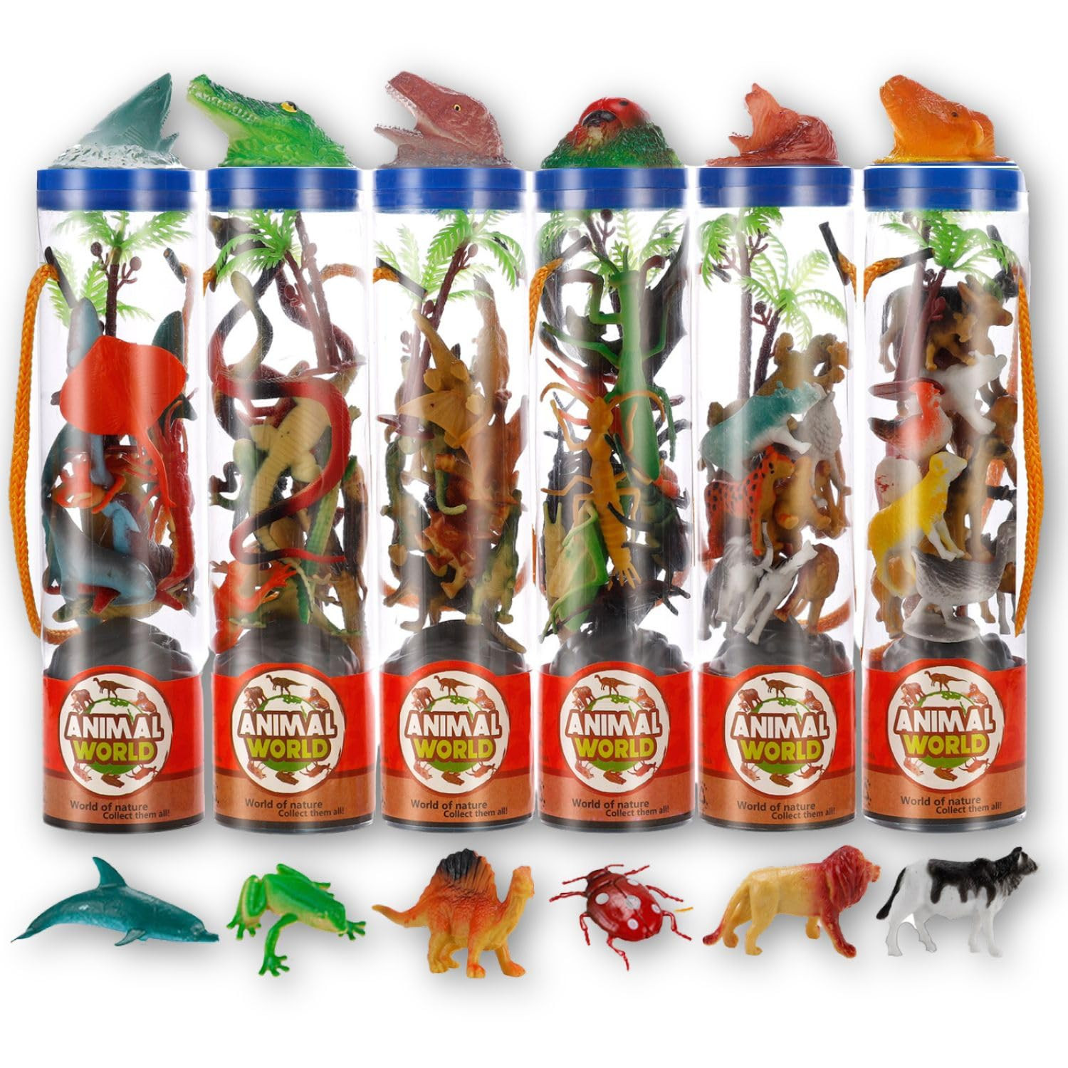 6 PACK Small Animal Figures Toys, 78 Pieces Realistic Mini Dinosaur Insect Sea Farm Reptile Wild ... | Amazon (US)