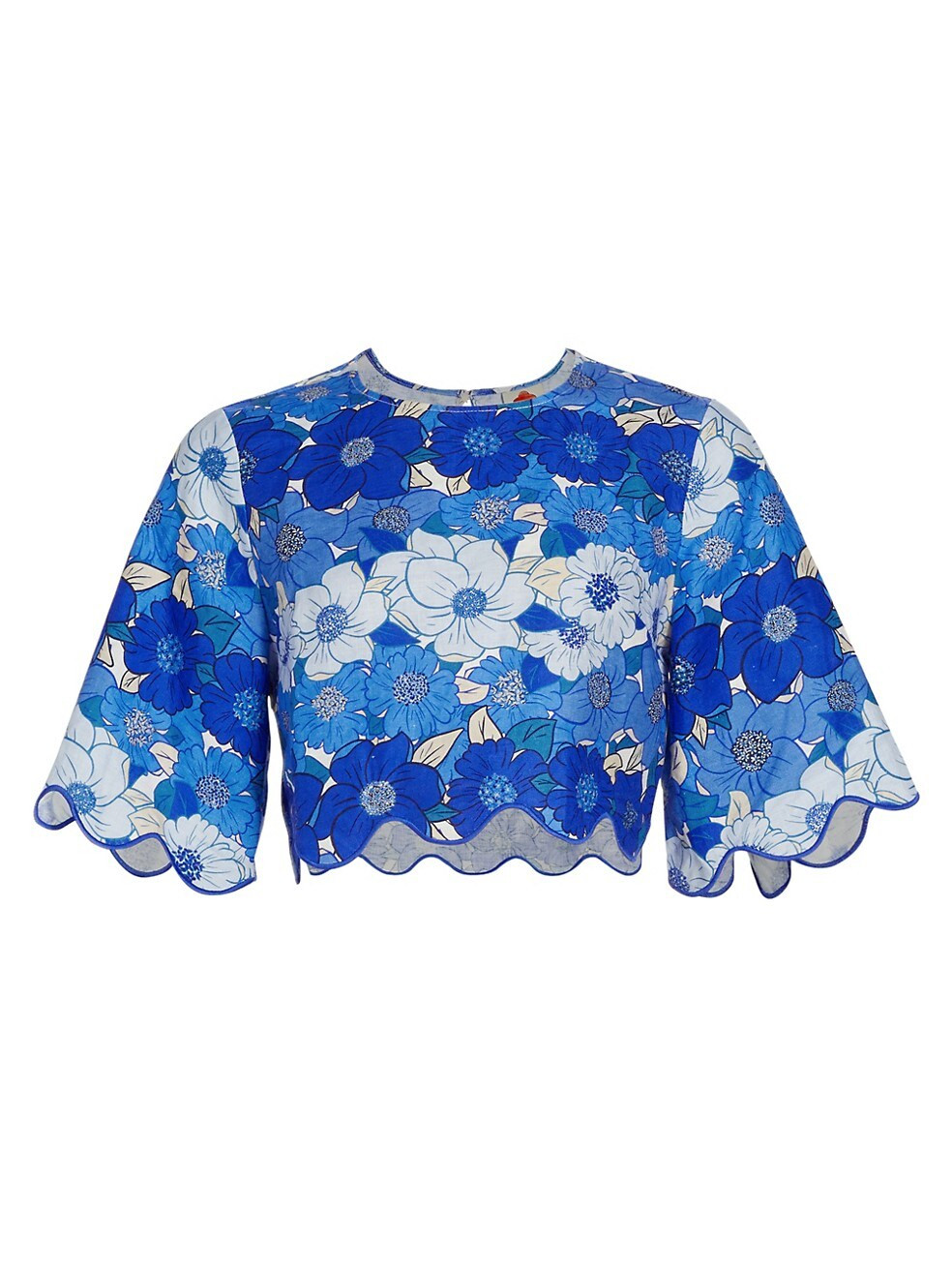 Flower Stripes Linen Crop Top | Saks Fifth Avenue