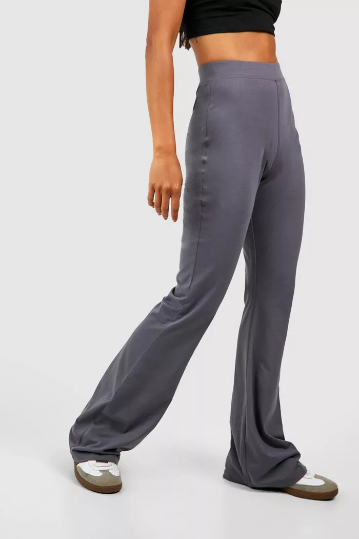 Cotton Jersey High Waisted Flared Leggings | Boohoo.com (UK & IE)