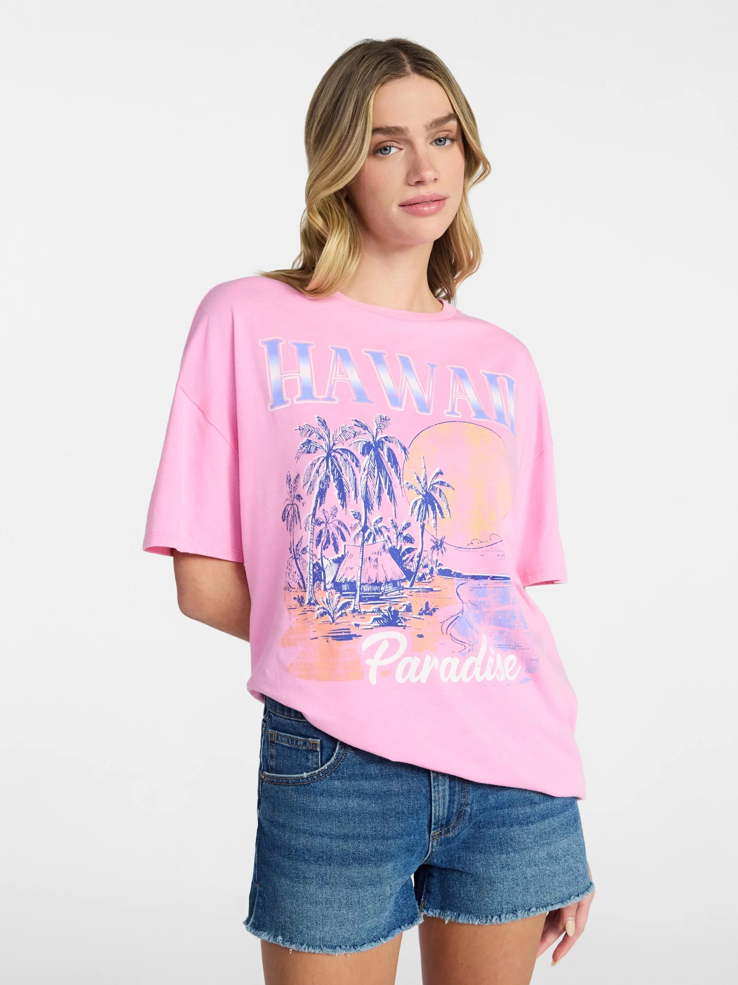 No Boundaries Washed Graphic Boyfriend Tee, Women's XXS-XXL | Walmart (US)