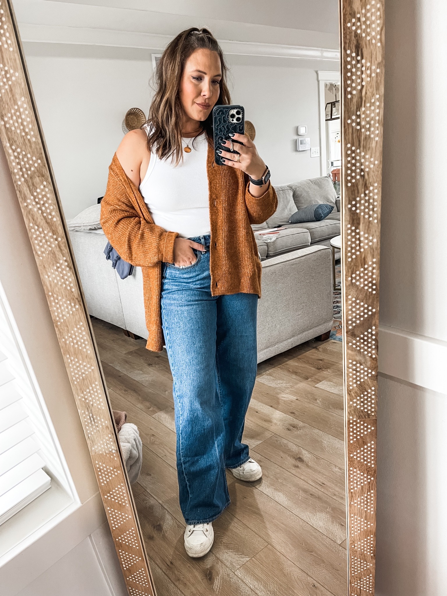 Denim-true to size (12)
Cardigan-runs large (medium) 


#LTKstyletip #LTKunder100 #LTKcurves