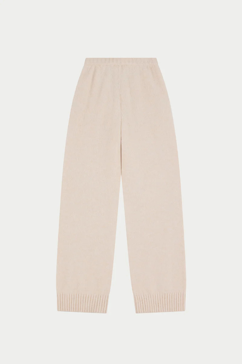 EMBLEM EMBROIDERED KNIT JOGGERS - BUTTERMILK | The Couture Club