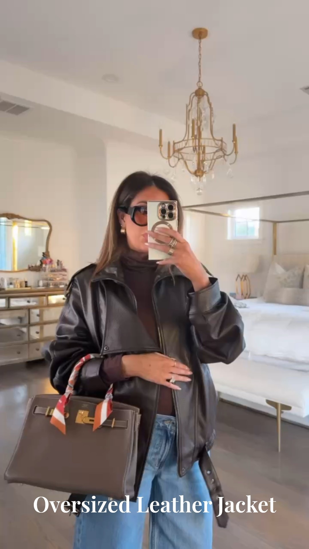 Wearing a size medium in both the jacket and brown top! Both are 20% off - today only! Use code HELLO20! 

Revolve, Leather Jacket, Chocolate Brown, Sunglasses, Low rise jeans, Abercrombie jeans, Winter Fashion, Winter finds, Emily Ann Gemma

#LTKSeasonal #LTKSaleAlert #LTKootd