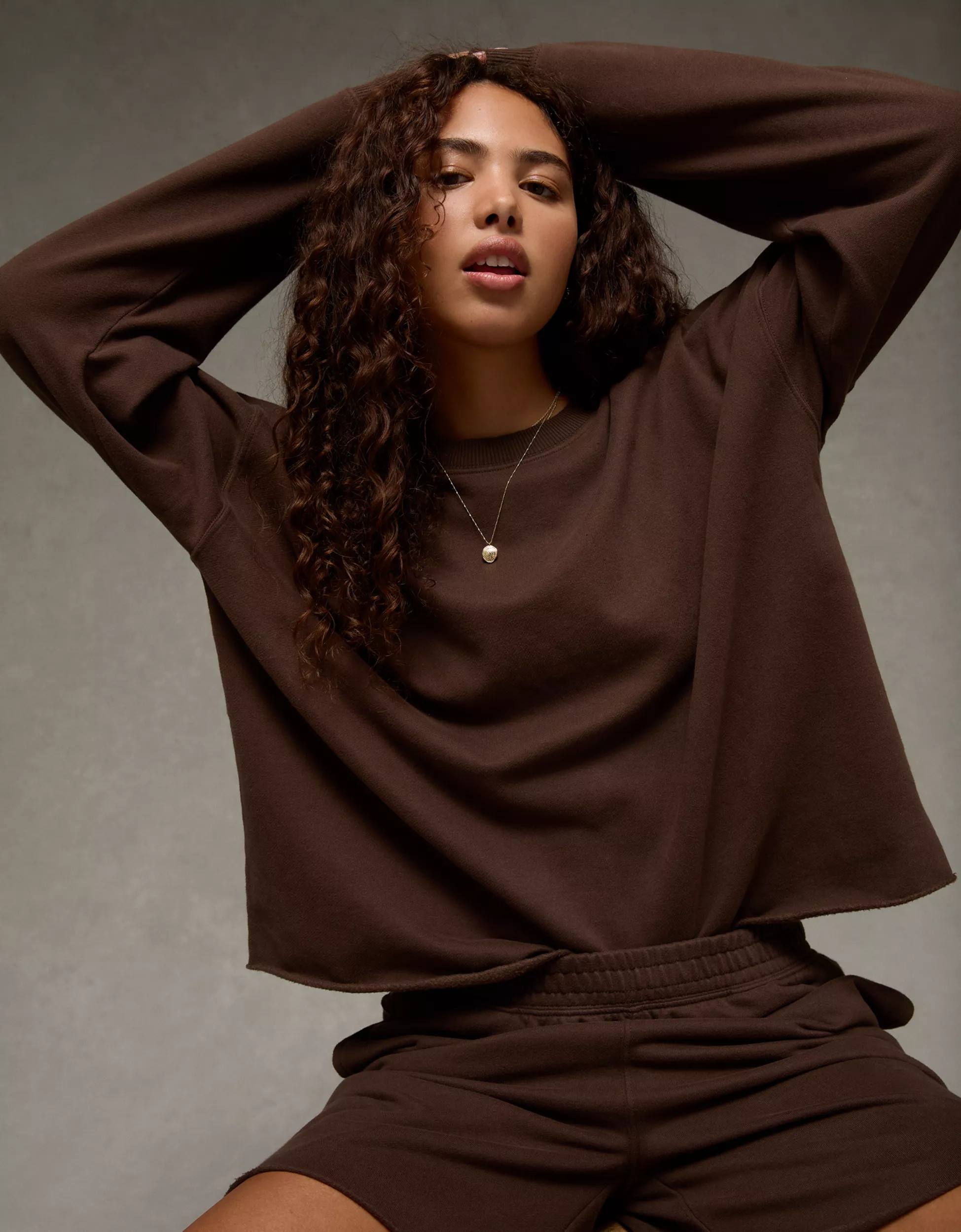 AE Everyday Luxe Cropped Cut-Off Sweatshirt | American Eagle Outfitters (US & CA)