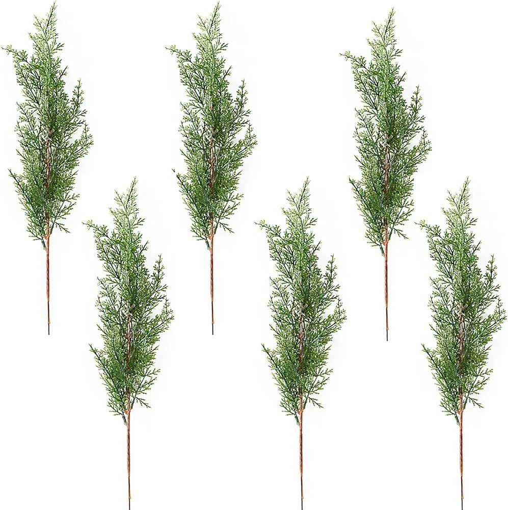 PRTECY 6Pcs Artificial Cypress Branches, 16.5 Inch Faux Greenery Pine Picks Long Stem Cedar Sprig... | Amazon (US)