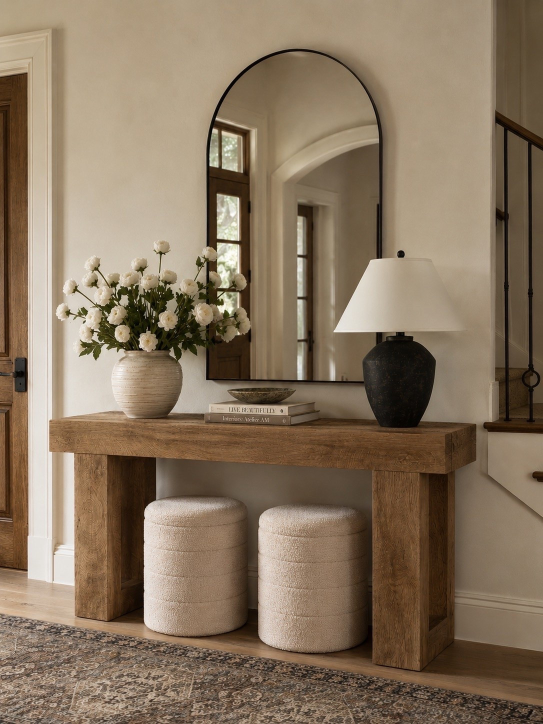 Amazon Entryway Finds

Follow @farmtotablecreations on Instagram for more home inspiration and Amazon finds.

This warm, collected entryway has all the elements of a timeless McGee & Co.-inspired look but all Amazon. From the oversized arched mirror and chunky wood console table to the textured ottomans, statement lamp, vintage-inspired runner, and floral arrangement, these Amazon finds create an elevated first impression while keeping the space functional and inviting.

#amazonhome #amazonfinds #entryway #entrywaytable #mirror #runner #ottoman #vase #stems #lamp #homedecor #amazonfavorites #neutralhome #cozyhome #entrywaydecor #mcgeeandcoinspired

#LTKHome #LTKSaleAlert