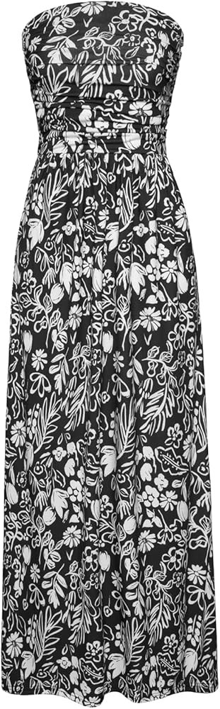 GRACE KARIN Women Strapless Casual Loose Ruched Long Maxi Dress with Pockets | Amazon (US)