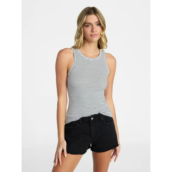 No Boundaries Ribbed High Neck Tank Top, Women's XXS-XXL | Walmart (US)