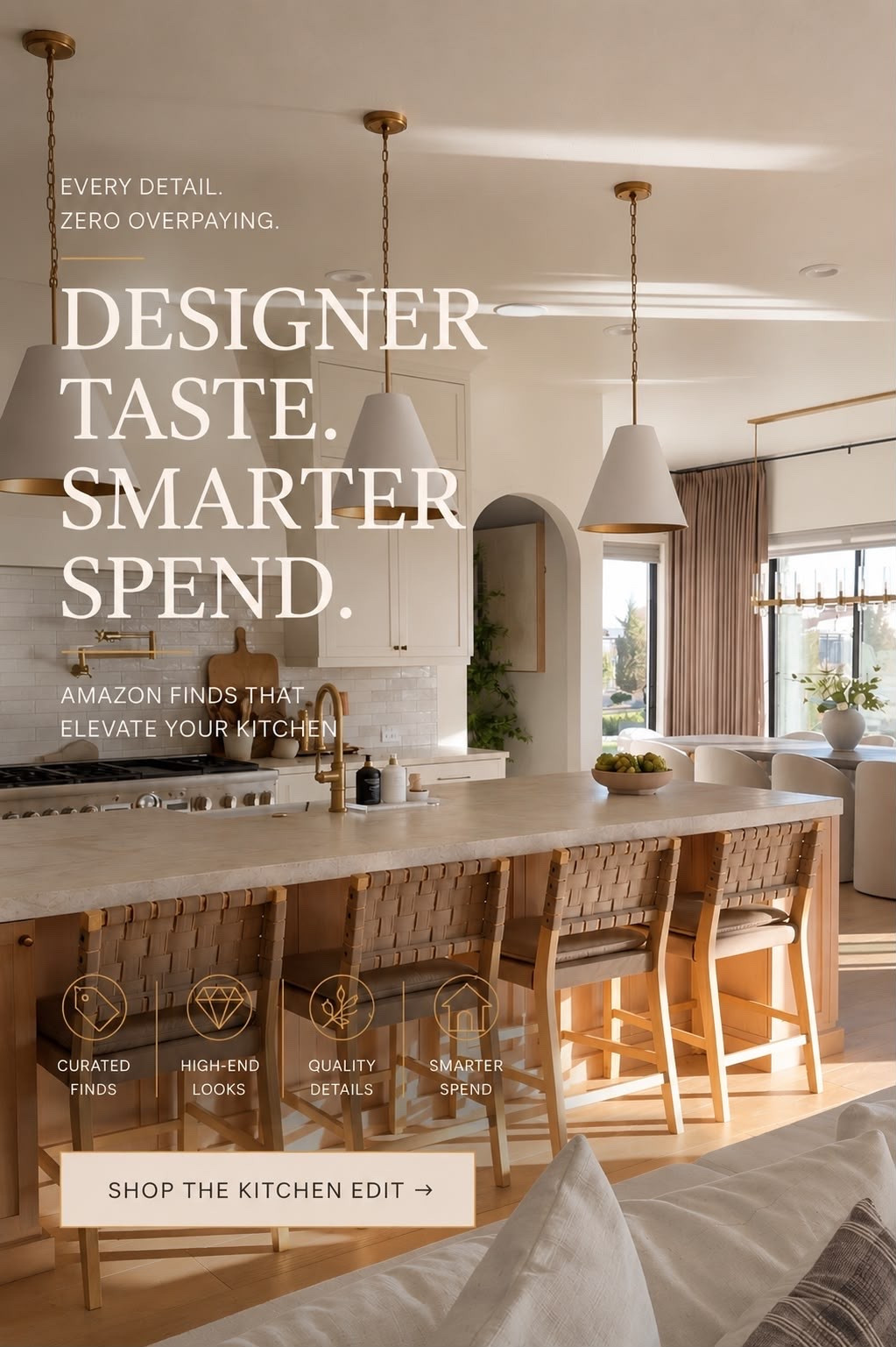 Designer kitchen details that make a home feel custom 🤍

Sharing the Amazon kitchen finds that helped this space feel warm, elevated, and intentionally designed — from lighting and counter stools to the small details that make a kitchen feel finished.
@Wayfair 
@Target 
@lowes 
@walmart
@Amazon 

 #LTKU #LTKHome #LTKSaleAlert