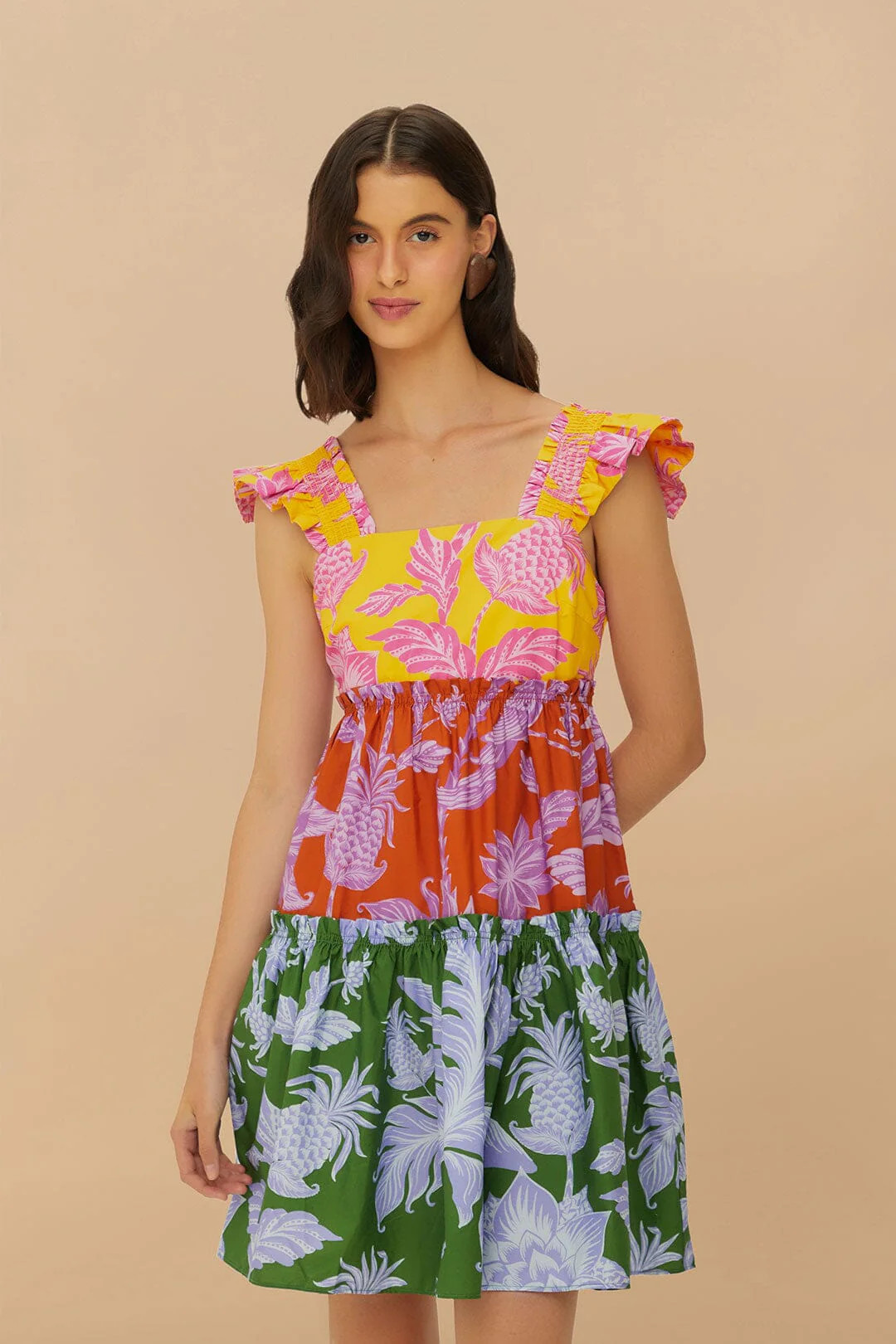 Mixed Tropical Swing Mini Dress | FarmRio (US)