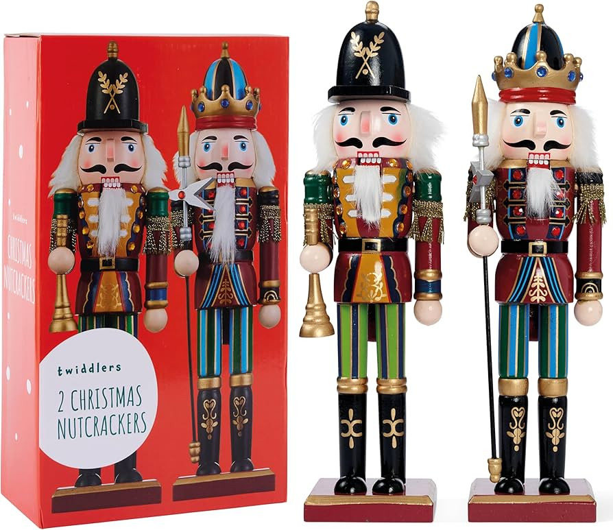 THE TWIDDLERS 2 Pack 12 Inch Wooden Nutcracker Christmas Decor King & Guard Soldier (Red) Decorat... | Amazon (US)