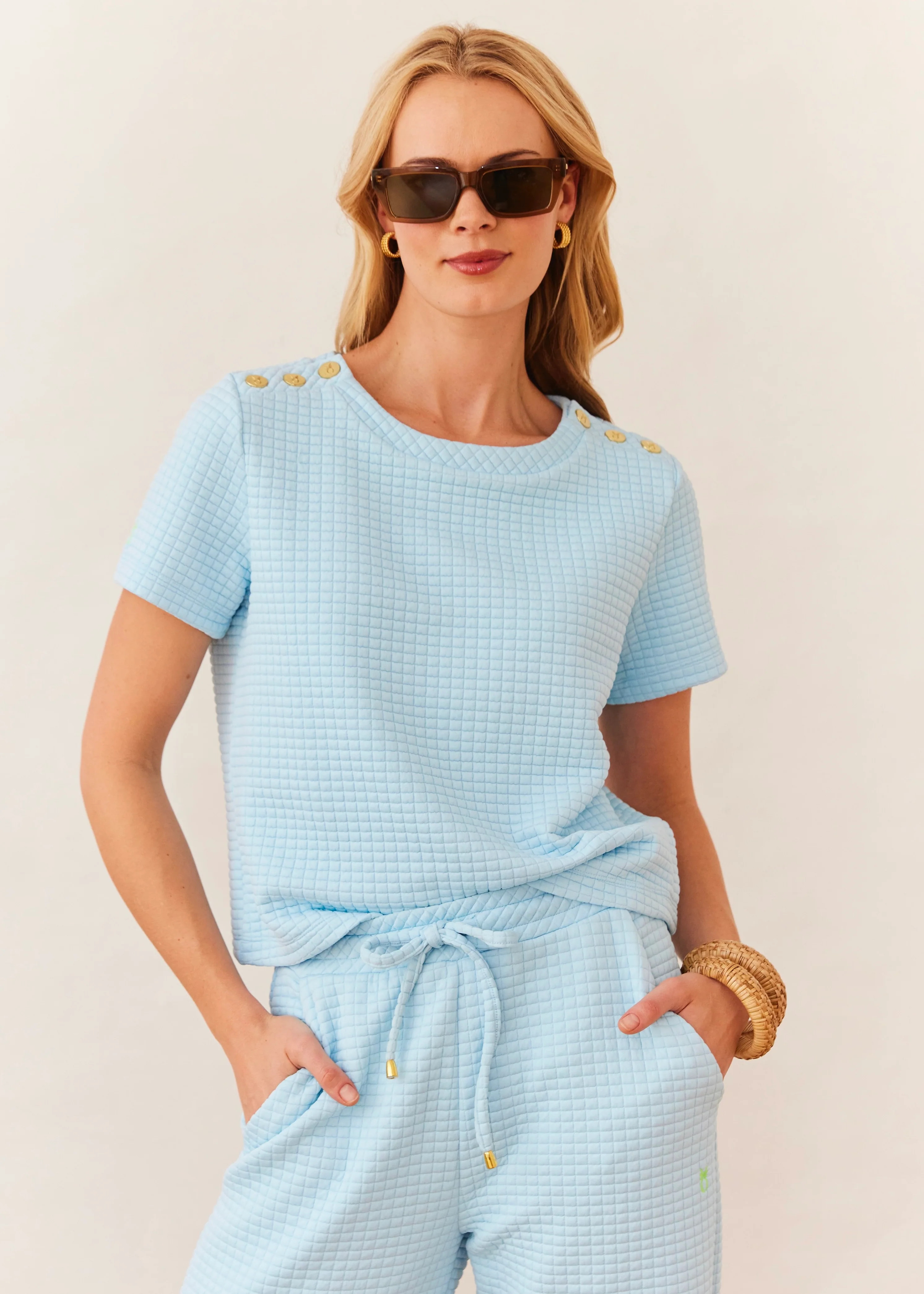 Surfside Tee in Waffle (Crystal Blue) | Dudley Stephens