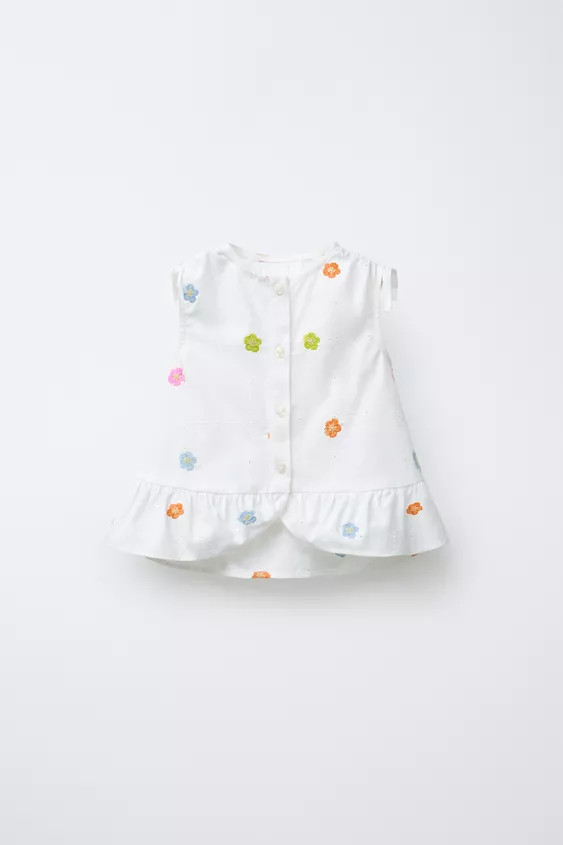 EMBROIDERED FLORAL POPLIN SHIRT | Zara US