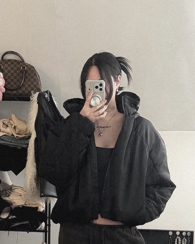 In love with this Zara windproof water repellent puffer jacket (5’7, Size small). Downsized because it’s quite roomy! It’s made like a bomber style so there’s that rounded puffed shape. Detailing is nice with that stitching down the sleeve, large comfy hood, pockets on the side to keep hands warm. shorter style but long enough to keep you warm and not too cropped. I wanted my jacket to have a sheen to it, not too matte or too glossy. Nice in between. It feels so comfy! #pufferjacket #blackbomberjacket #winterjacket #falljacket 

#LTKHoliday #LTKFindsUnder100 #LTKootd