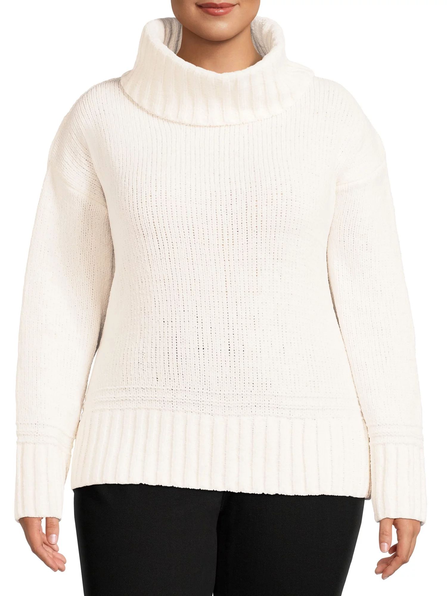 Terra & Sky Women's Plus Size Chenille Turtleneck Sweater | Walmart (US)