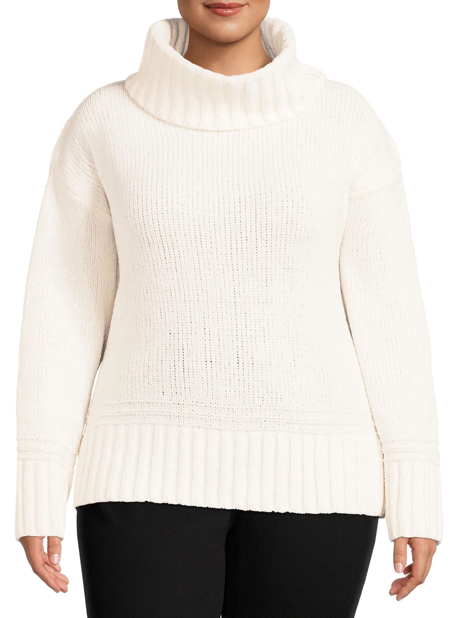 Terra & Sky Women's Plus Size Chenille Turtleneck Sweater - Walmart.com | Walmart (US)