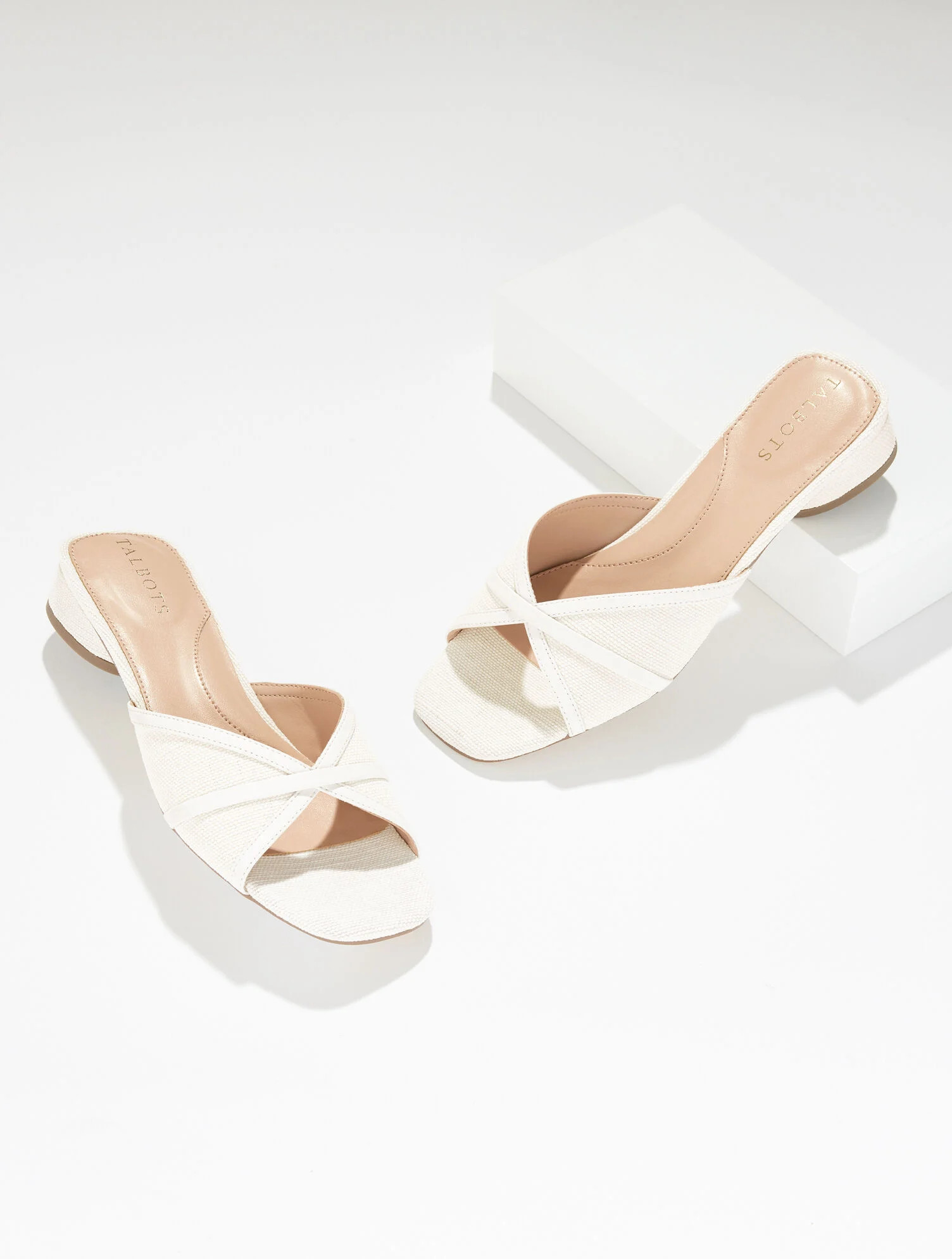 Val Block Heel Slide - Washed Linen | Talbots