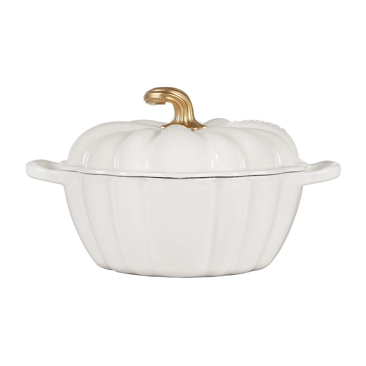 Le Creuset White Enameled Cast Iron Pumpkin Cocotte + Reviews | Crate & Barrel | Crate & Barrel